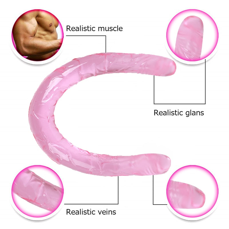 Double Long Soft Jelly Realistic Dildo