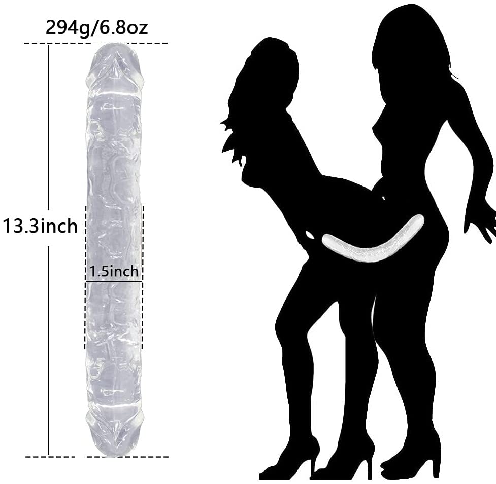 Double Ended Realistic Flexible Clear Jelly Long Dildo