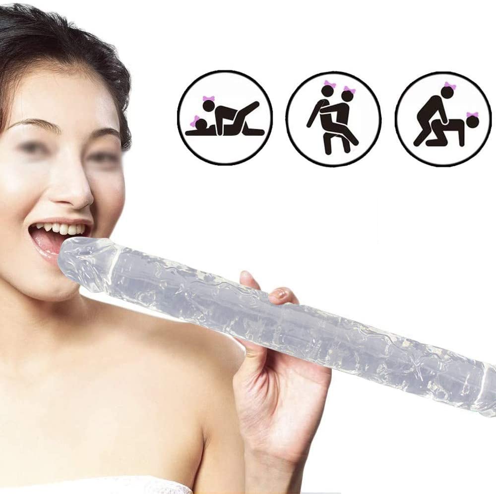 Double Ended Realistic Flexible Clear Jelly Long Dildo