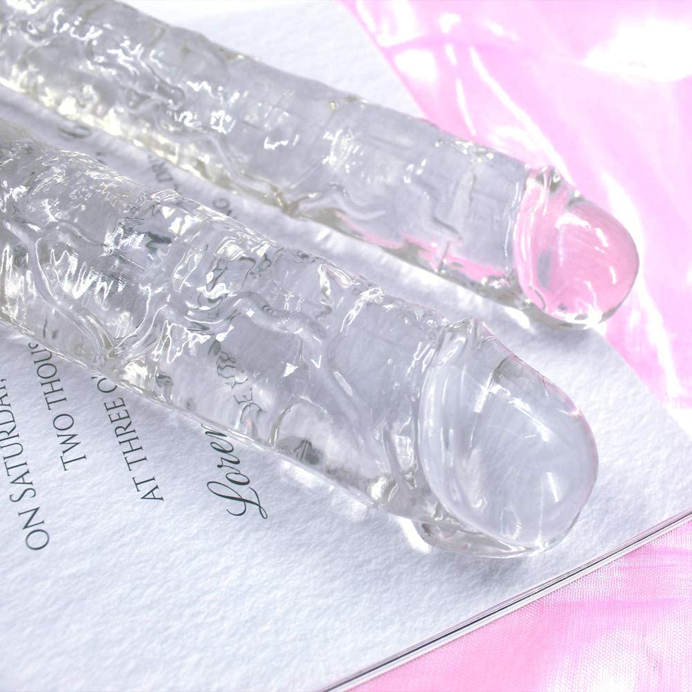 Double Ended Realistic Flexible Clear Jelly Long Dildo