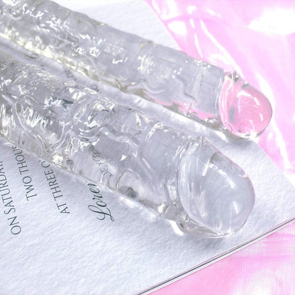 Double Ended Realistic Flexible Clear Jelly Long Dildo