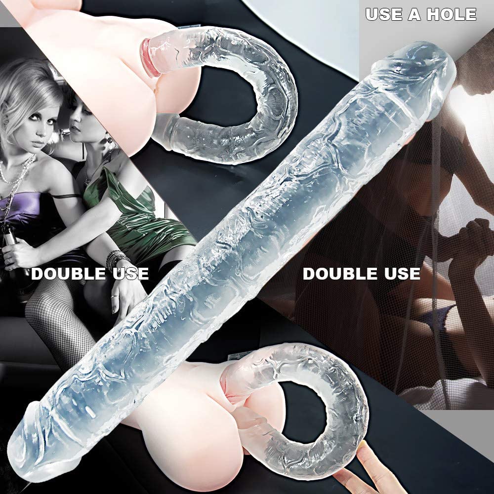 Double Ended Realistic Flexible Clear Jelly Long Dildo