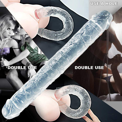 Double Ended Realistic Flexible Clear Jelly Long Dildo