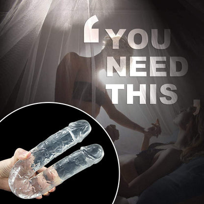 Double Ended Realistic Flexible Clear Jelly Long Dildo