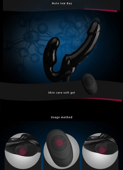 10 Speed Remote Control Vibrating Silicone Strapless Strap-On Dildo
