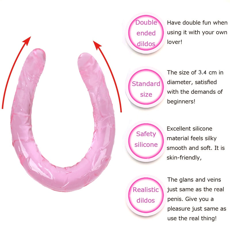 Double Long Soft Jelly Realistic Dildo