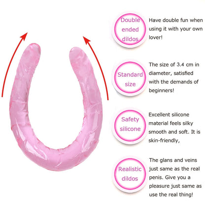 Double Long Soft Jelly Realistic Dildo