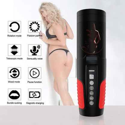 Automatic Telescopic Piston Double-end Rotate Oral Masturabation Cup