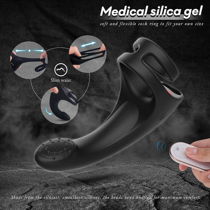 9 Modes Vibrating Penis Massager Ring Dildo Vibrator
