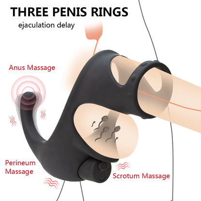 Vibrating Dual Penis Ring with Taint Teaser
