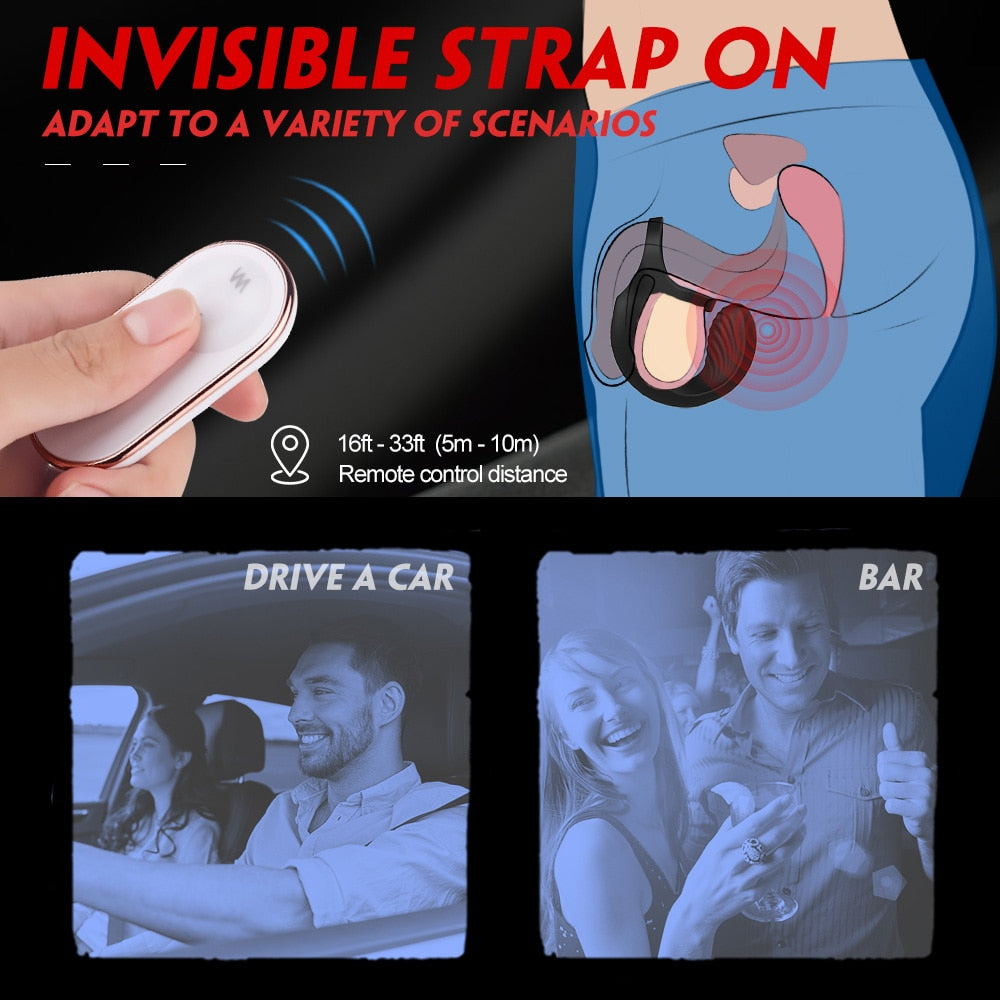 9 Mode Vibrating Penis Massager Ring Dildo Vibrator
