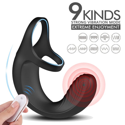 9 Mode Vibrating Penis Massager Ring Dildo Vibrator