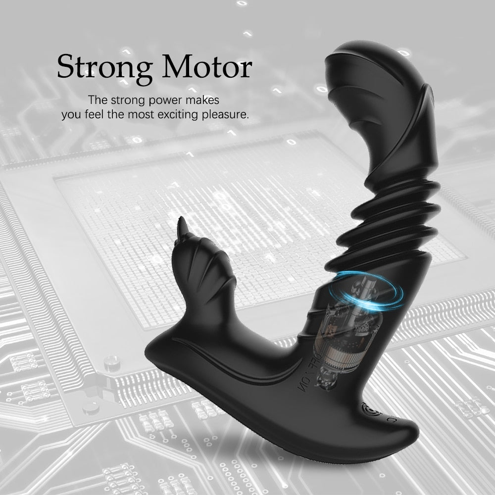 Tongue Licking Telescopic Prostate Massage Remote Control Anal Plug Vibrator